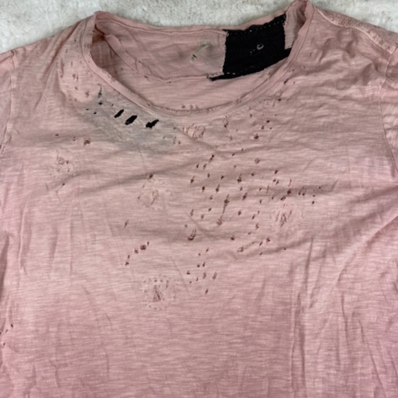 Magnolia Pearl Women's Shirt Distressed Ombre Tunic Top Short Sleeve Pink OSFM - Picture 7 of 9